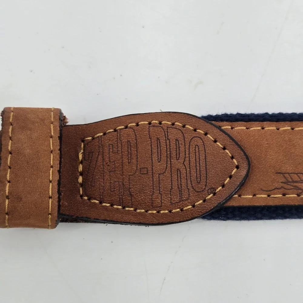 Zep-Pro Men's Tan Leather Embroidered Marlin Fishing Belt Brass Buckle USA 38